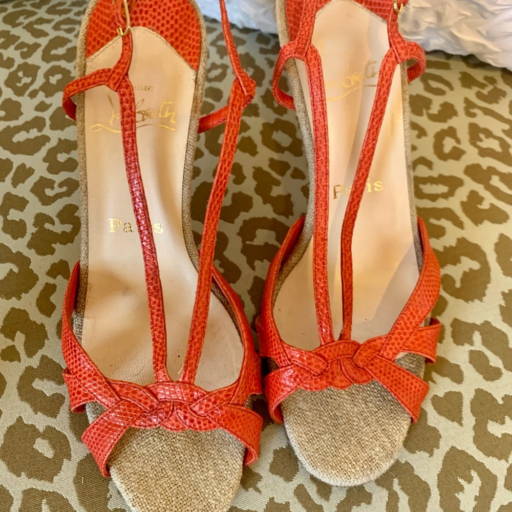 Christian Louboutin red sling shoes. 😍😍